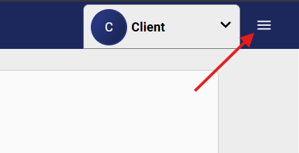 Patient Portal header with the menu button in the top right